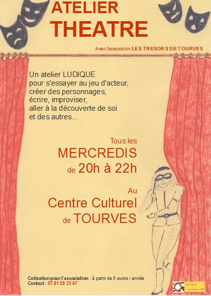 Atelier théâtre tous les mercredis 20h-22h Espace culturel
