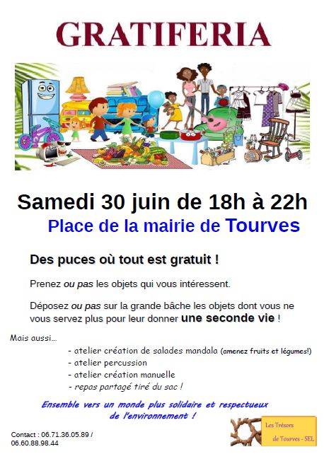 GRATIFERIA 30 juin Place de la Mairie 18h-22h